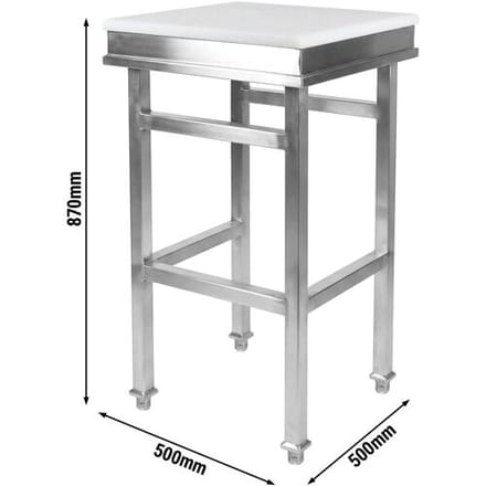 GGM Gastro Hackblock Edelstahl mit Arbeitsplatte aus Polyethylen - 500x500mm Zilver