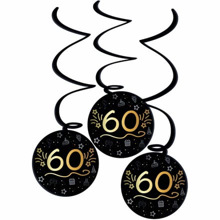 Folat - Shining glam swirls 60 jaar - 3 stuks