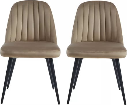 Vente-unique Set van 2 stoelen ELEANA - Fluweel en zwart metaal - Beige