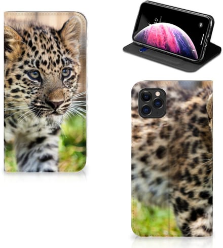 Book Case voor Apple iPhone 11 Pro Max Hoesje maken Baby Luipaard