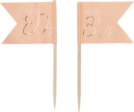 Folat - Prikkers Elegant Lush Blush 80 Jaar - 36 stuks