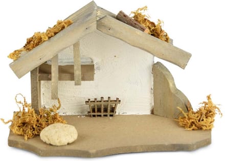 Dekoratief | Kerststal hout, naturel, 13x7x8cm | A195627