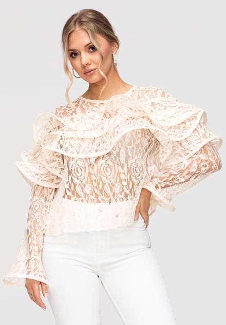 OMBRE Blouse - Loose Fit - Katoen - Lange Mouw Ecru ONESIZE