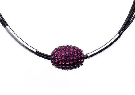 Behave - Ketting met paarse hanger - Zwart modern - Avond stijl - 37 cm