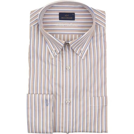 Paul & Shark Overhemd Silver Collection Doppia Stripe Zand-Navy / male