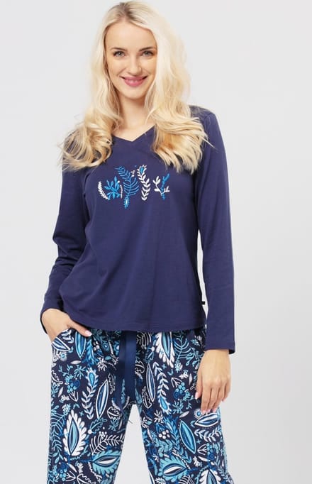 Key Katoenen Dames Pyjama Blauw LNS 783 38 / M