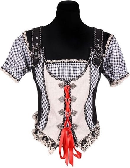 Tiroler bustier Alina zwart-wit maat 36.