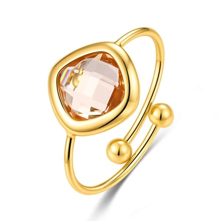 CO88 Collection - 8CR-10070 - Dames Ring Geel Glassteen - Stainless Steel - Cadeau
