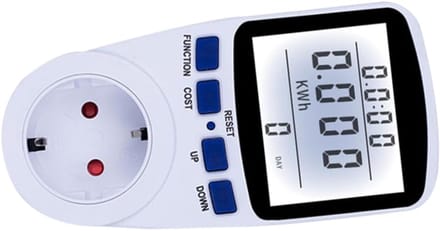 Stopcontact Energiemeter - Wattmeter Vermogensmeter - Energieverbruik Meten - Digitaal LCD Display - 8x7x14.5 cm - Wit
