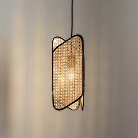 Lucande - hanglamp - 1licht - IJzer - H: 37 cm - E27 - zwart, licht hout