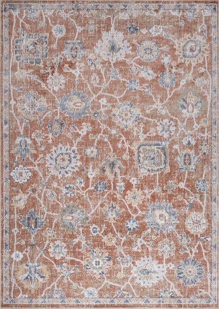 SURYA Ruby vloerkleed wasbaar oosters vintage terracotta lichtgrijs