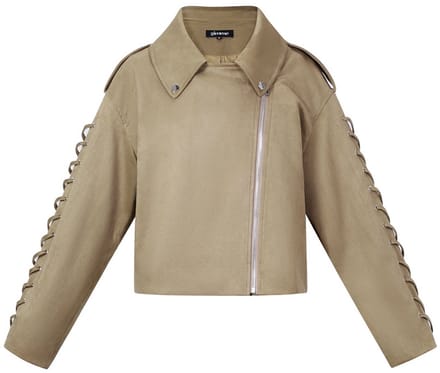 Comfortabele Geweven Polyester Damesjas met Tie-Up Details - Kameel - Maat M