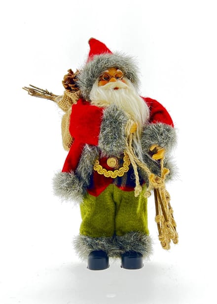Luxe Afgewerkte Kerst Decoratie Kerstman Staand Rood/Groen 30cm