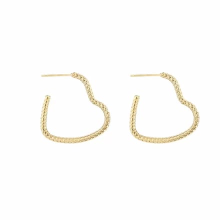 Bijoutheek Oorknoppen bewerkt hart (2,5cm) Goud
