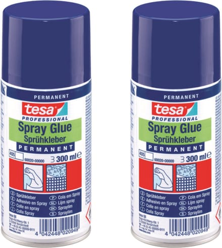 Tesa - Permanente Spraylijm - 300ml - Voor Tkanen en Leer - Set van 2