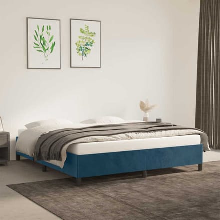 vidaXL - Bedframe - zonder - matras - 160x200 - cm - fluweel - donkerblauw