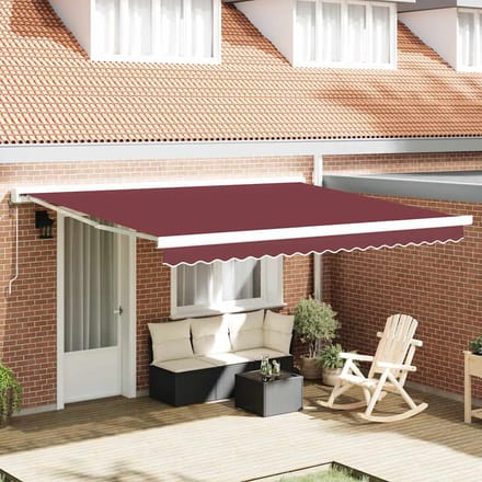 vidaXL - Luifel - automatisch - uittrekbaar - 400x300 - cm - bordeauxrood