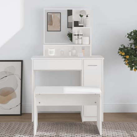 Kaptafel met spiegel en verlichting - Make up tafel - Make up - Toilettafel -Met lades - Wit