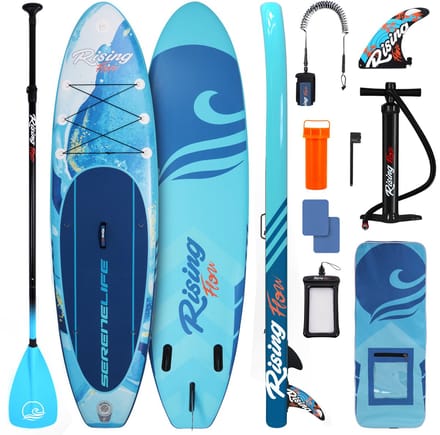 SereneLife SUP board - Antislip Opblaasbare Paddle Board met Peddel, Pomp, Leash en Accessoires