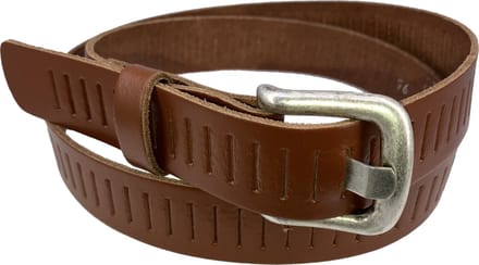 Leren gleufriem, kleur Cognac, 4 cm breed, taillemaat 95 cm.