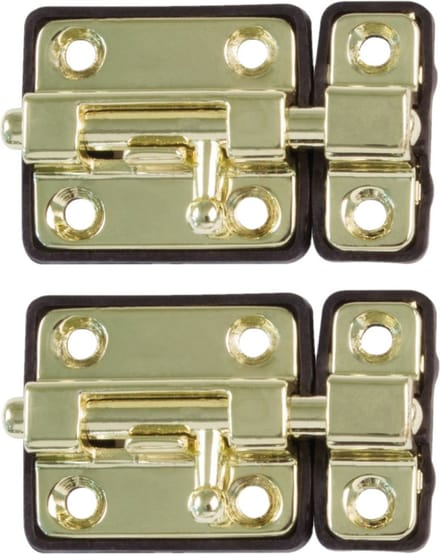 AMIG schuifslot/plaatgrendel - 2x - zamak - 5cm - messing - incl schroeven - deur - raam
