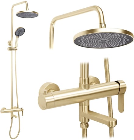 Rea - Doucheset Arcos Brush Gold - 15 x 15 x 134 cm