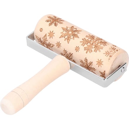 Kerst Deegroller Houten Kerst Gegraveerde Embossing Deegroller Deegstok Bakgereedschap Groot beige