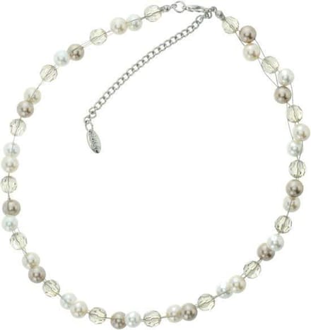 Behave - Korte ketting met 3 rijen glasparels - 42 cm met verlengketting