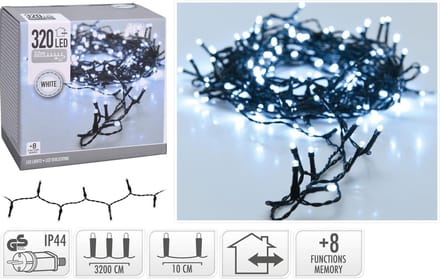 JAP Kerstverlichting 320 LED's - 8 Lichteffecten - Kerstversiering voor binnen/buiten - 32 meter - Wit