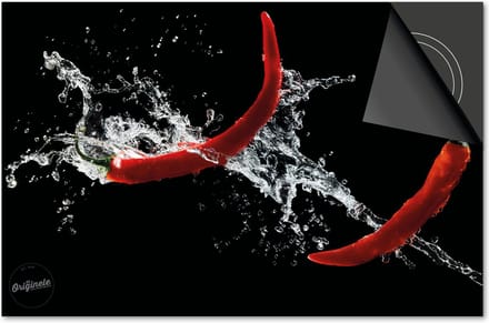 Inductie beschermer 76x51,5 - afdekplaat inductie mat - Dietrix Kookplaat beschermer - Base - Splash - Rode Pepers
