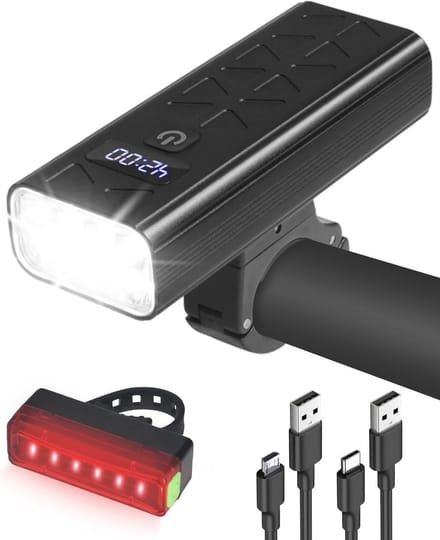 Superheldere Fietsverlichting Set met 10.000 Lumen - USB Oplaadbaar, IPX6 Waterdicht en 5+4 Modi