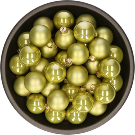 Kerstballen - glas - 36x stuks - oasis groen - 6 cm - mat en glans