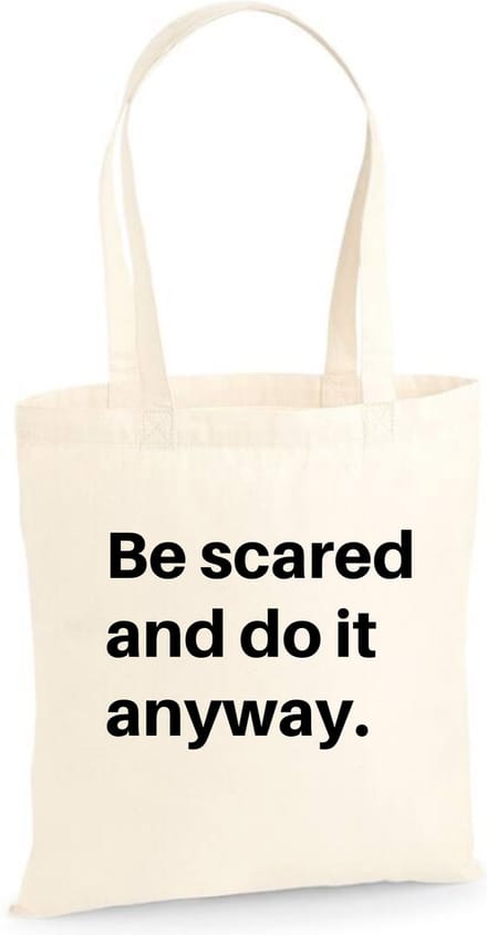 Linnen tas Be scared and do it anyway, Naturel, One Size
