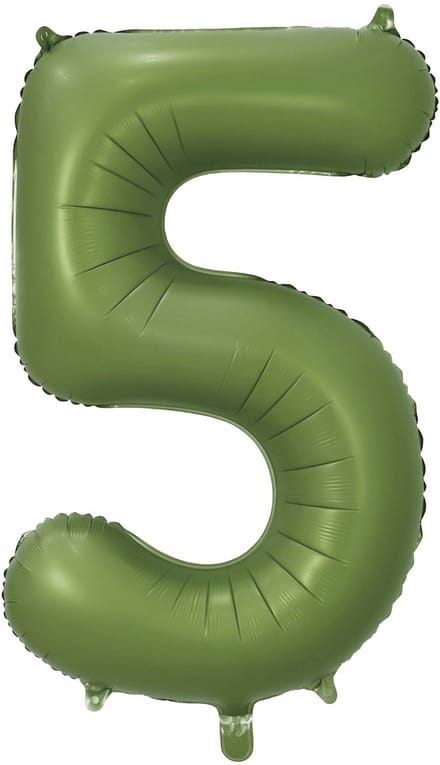 Folieballon 34″ cijfer 5 – Olijfgroen