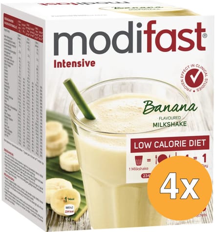 4x Modifast Intensive Milkshake Banaan 8 Zakjes (440 gr)