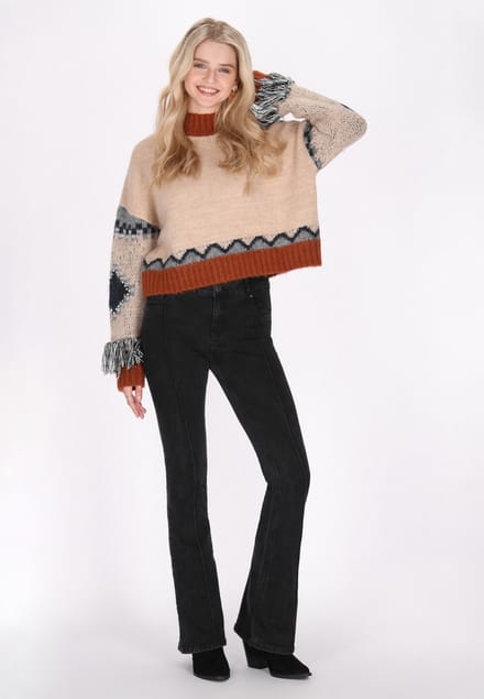 IZIA Jumper Dames Beige Veelkleurig