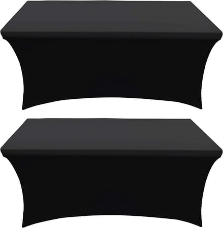 2x Set Universele Stevige Tafelhoezen voor Klaptafels 180x75x75 cm Zwart Elastisch