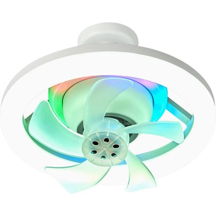 Ventilatorlamp E27 Lampkop Afstandsbediening Driekleurige Traploos Dimbare RGB Dimbare LED-verlichting wit