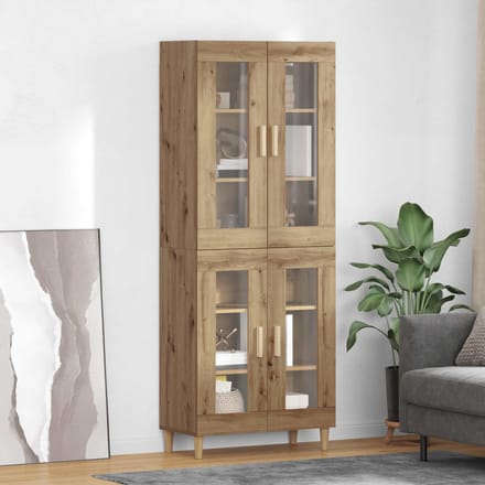 vidaXL - Highboard - Artisan - Eiken - 69,5 - x - 34 - x - 180 - cm - Bewerkt - hout