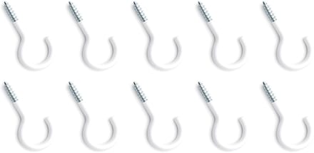 Dailygoods - Set van 10 Witte Gebogen Schroefhaken voor Bevestiging