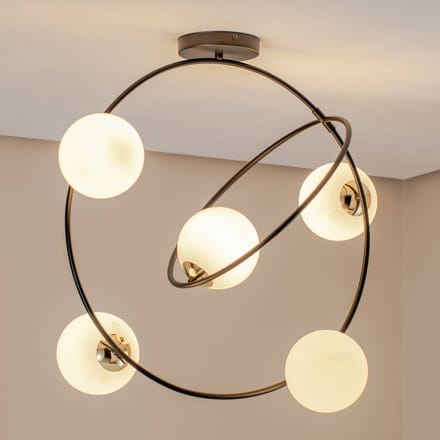 EMIBIG LIGHTING Plafondlamp Stardom, opaalwit/zwart, glas, E14