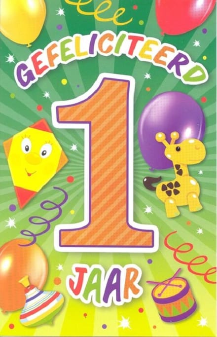 Wenskaart Gefeliciteerd 1 Jaar - Gratis verzonden