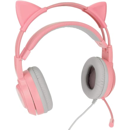 SYG25 Kattenoren Gaming Headset USB+3.5mm Plug Gaming Koptelefoon Ondersteunt Volumeaanpassing Microfoon roze