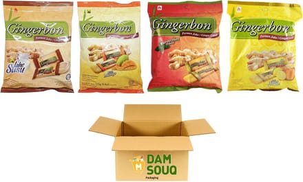 Damsouq® Mixpak Gingerbon Snoep (Jahe Susu, Mango, Pepermunt, Honey lemon) (4 x 125GR)