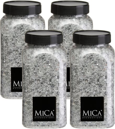 Mica Decorations decoratie stenen / granulaat - 4x - 650 ml - 1-2 mm - spiegel glas - siergrind