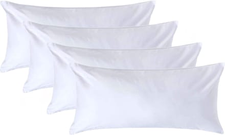 Homescapes Luxe Satijn Kussensloop 40x80 cm – Wit – Set van 4 – 100% Egyptisch Katoen Satijn – Draaddichtheid 1000