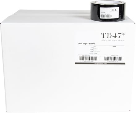 TD47 Ducttape 50mm x 25m Zwart (Doos 30 Rol)