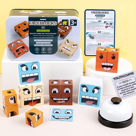 Faceblocks Montessori Speelgoed - Educatief gezelschapsspel met bel