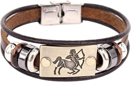 Montebello Armband Boogschutter - Leer - Messing - Horoscoop - 19cm