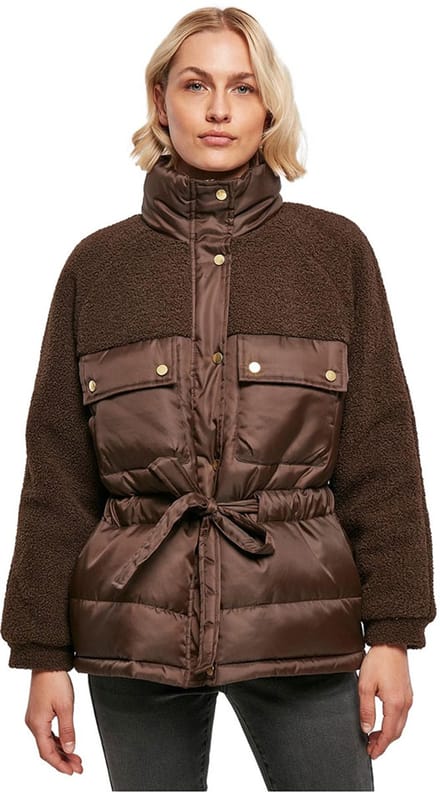 Urban Classics - Sherpa Mix Gewatteerd jack - M - Bruin